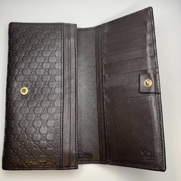 Gucci Guccisima Dark Brown Calf Leather Continental Wallet - Preowned - Picture 4 of 16